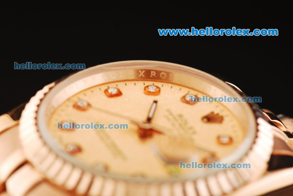 Rolex Datejust Automatic Full Rose Gold with Diamond Marking and Rose Gold Dial - Click Image to Close